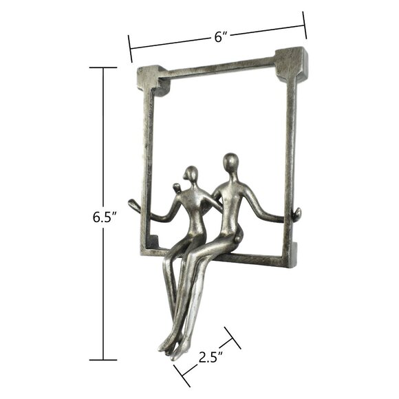 Adam & Friends Home Decor Swinging Couple Sculpture | 1-Piece | Pewter - Picture 3 of 5
